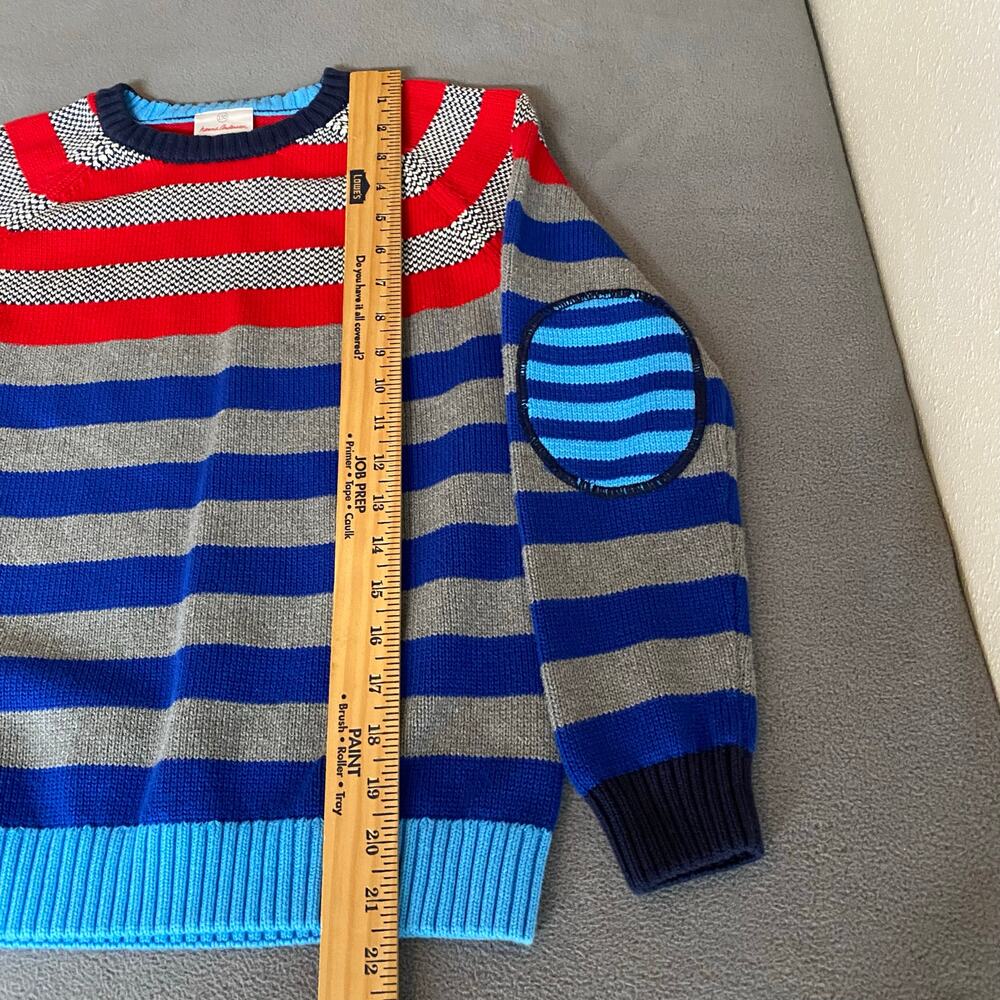 Hanna Andersson Stripe Elbow Patch Cotton Pullover Sweater Kids 150 / 12 US - Picture 9 of 13